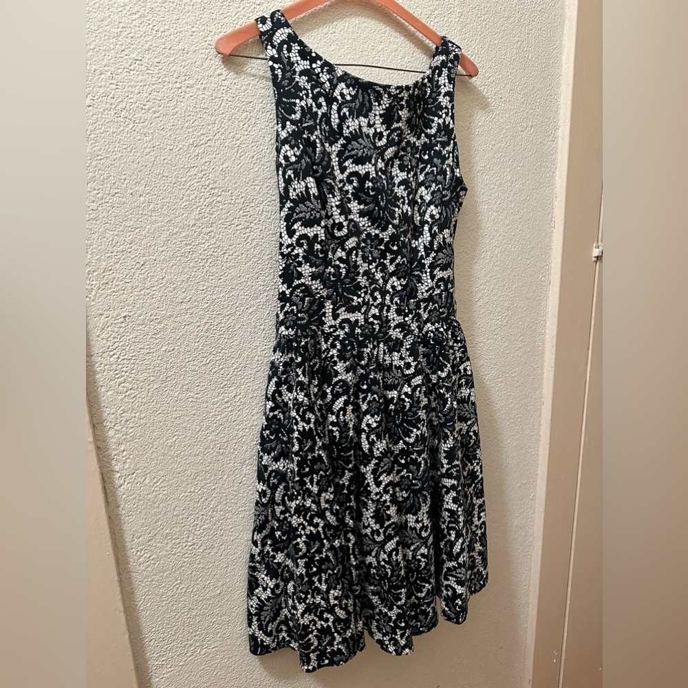 Black & White Floral Sleeveless Mini Dress